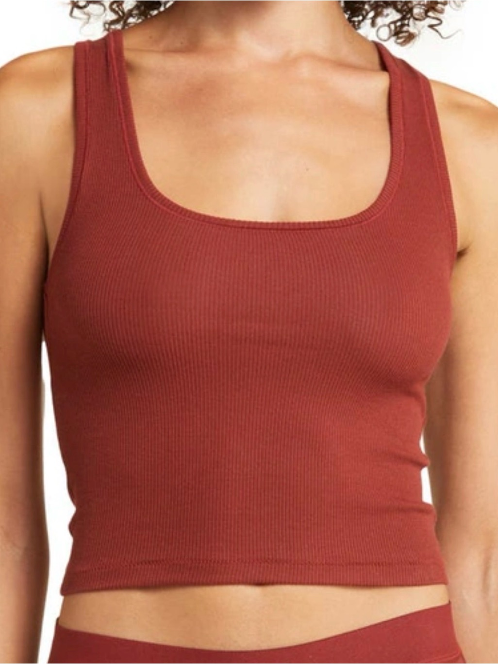 Skims Ribbed Square-Neck Tank Top In Sangria
